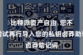 比特派资产自由  您不错尝试再行导入您的私钥卤莽助记词