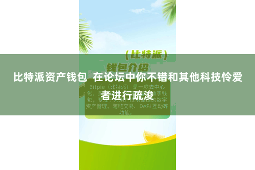 比特派资产钱包  在论坛中你不错和其他科技怜爱者进行疏浚